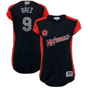 Wholesale Cheap National League #9 Javier Baez Majestic Women's 2019 MLB All-Star Game Workout Player Jersey Navy