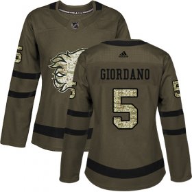 Wholesale Cheap Adidas Flames #5 Mark Giordano Green Salute to Service Women\'s Stitched NHL Jersey