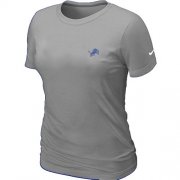 Wholesale Cheap Women's Nike Detroit Lions Chest Embroidered Logo T-Shirt Grey