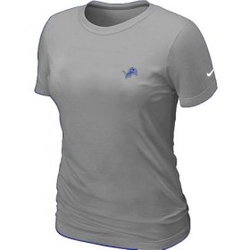Wholesale Cheap Women\'s Nike Detroit Lions Chest Embroidered Logo T-Shirt Grey