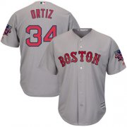 Wholesale Cheap Red Sox #34 David Ortiz Grey New Cool Base with Retirement Patch Stitched MLB Jersey