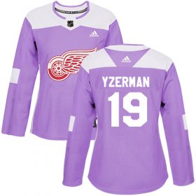 Wholesale Cheap Adidas Red Wings #19 Steve Yzerman Purple Authentic Fights Cancer Women\'s Stitched NHL Jersey
