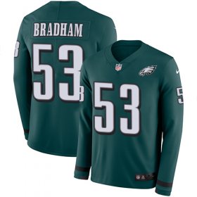 Wholesale Cheap Nike Eagles #53 Nigel Bradham Midnight Green Team Color Men\'s Stitched NFL Limited Therma Long Sleeve Jersey