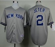 Wholesale Cheap Yankees #2 Derek Jeter Grey Name On Back Stitched MLB Jersey