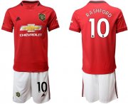 Wholesale Cheap Manchester United #10 Rashford Red Home Soccer Club Jersey