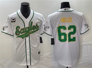 Wholesale Cheap Men's Philadelphia Eagles #62 Jason Kelce White Gold With C Patch Cool Base Baseball Stitched Jersey