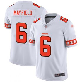 Wholesale Cheap Nike Browns #6 Baker Mayfield White Men\'s Stitched NFL Limited Team Logo Fashion Jersey