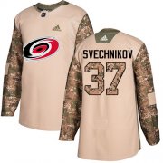 Wholesale Cheap Adidas Hurricanes #37 Andrei Svechnikov Camo Authentic 2017 Veterans Day Stitched NHL Jersey