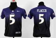 Wholesale Cheap Nike Ravens #5 Joe Flacco Purple/Black Youth Stitched NFL Elite Fadeaway Fashion Jersey