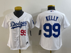 Cheap Women\'s Los Angeles Dodgers #99 Joe Kelly Number White Stitched Cool Base Nike Jersey