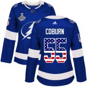 Cheap Adidas Lightning #55 Braydon Coburn Blue Home Authentic USA Flag Women's 2020 Stanley Cup Champions Stitched NHL Jersey