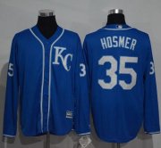 Wholesale Cheap Royals #35 Eric Hosmer Blue New Cool Base Long Sleeve Stitched MLB Jersey