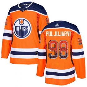 Wholesale Cheap Adidas Oilers #98 Jesse Puljujarvi Orange Home Authentic Drift Fashion Stitched NHL Jersey
