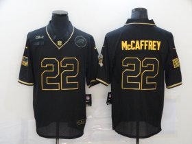 Wholesale Cheap Men\'s Carolina Panthers #22 Christian McCaffrey Black Gold 2020 Salute To Service Stitched NFL Nike Limited Jersey
