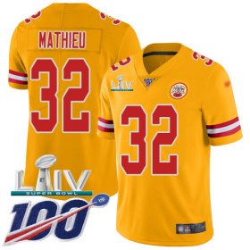 Wholesale Cheap Nike Chiefs #32 Tyrann Mathieu Gold Super Bowl LIV 2020 Men\'s Stitched NFL Limited Inverted Legend 100th Season Jersey
