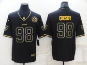 Wholesale Cheap Men's Las Vegas Raiders #98 Maxx Crosby Black Golden Edition 60th Patch Stitched Nike Limited Jersey