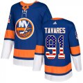 Wholesale Cheap Adidas Islanders #91 John Tavares Royal Blue Home Authentic USA Flag Stitched NHL Jersey