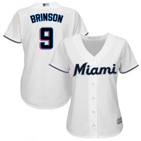 Wholesale Cheap Marlins #9 Lewis Brinson White Home Women\'s Stitched MLB Jersey