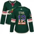 Wholesale Cheap Adidas Wild #12 Eric Staal Green Home Authentic USA Flag Women's Stitched NHL Jersey
