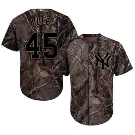 Wholesale Cheap Yankees #45 Gerrit Cole Camo Realtree Collection Cool Base Stitched MLB Jersey
