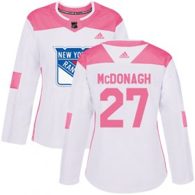 Wholesale Cheap Adidas Rangers #27 Ryan McDonagh White/Pink Authentic Fashion Women\'s Stitched NHL Jersey