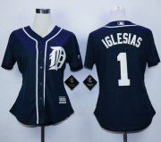 Wholesale Cheap Tigers #1 Jose Iglesias Navy Blue Fashion Women's Stitched MLB Jersey