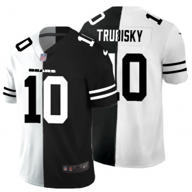 Cheap Chicago Bears #10 Mitchell Trubisky Men\'s Black V White Peace Split Nike Vapor Untouchable Limited NFL Jersey