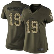 Wholesale Cheap Nike Steelers #19 JuJu Smith-Schuster Green Women's Stitched NFL Limited 2015 Salute to Service Jersey
