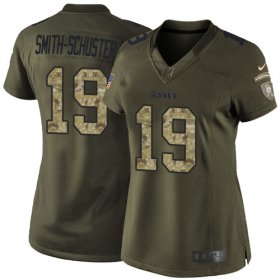 Wholesale Cheap Nike Steelers #19 JuJu Smith-Schuster Green Women\'s Stitched NFL Limited 2015 Salute to Service Jersey