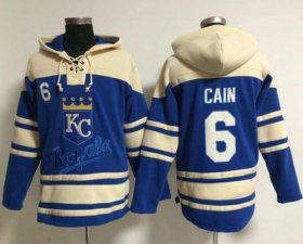 Wholesale Cheap Royals #6 Lorenzo Cain Light Blue Sawyer Hooded Sweatshirt MLB Hoodie