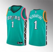 Wholesale Cheap Men's San Antonio Spurs #1 Victor Wembanyama Teal 2022-23 City Edition Swingman With NO.6 Patch Stitched Basketball Jersey