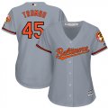 Wholesale Cheap Orioles #45 Mark Trumbo Grey Road Women's Stitched MLB Jersey