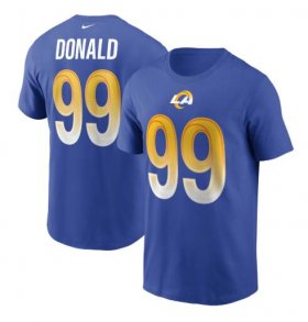 Wholesale Cheap Los Angeles Rams #99 Aaron Donald Nike Team Player Name & Number T-Shirt Royal