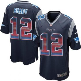 Wholesale Cheap Nike Patriots #12 Tom Brady Navy Blue Team Color Men\'s Stitched NFL Limited Strobe Jersey