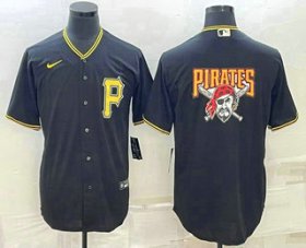 Cheap Men\'s Pittsburgh Pirates Big Logo Black Stitched MLB Cool Base Nike Jersey