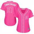 Wholesale Cheap Tigers #27 Jordan Zimmermann Pink Fashion Women's Stitched MLB Jersey