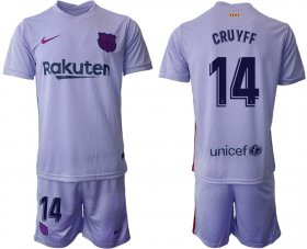 Wholesale Cheap Men 2021-2022 Club Barcelona away purple 14 Soccer Jerseys