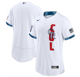 Wholesale Cheap Men\'s Colorado Rockies Blank 2021 White All-Star Flex Base Stitched MLB Jersey
