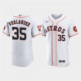 Wholesale Cheap Men\'s Houston Astros #35 Justin Verlander White 60th Anniversary Flex Base Stitched Baseball Jersey