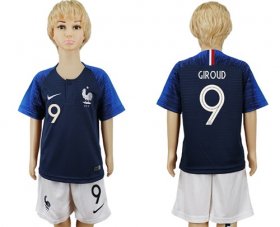 Wholesale Cheap France #9 Giroud Home Kid Soccer Country Jersey