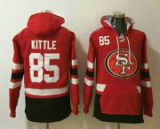 Wholesale Cheap Men's San Francisco 49ers #85 George Kittle NEW Red Pocket Stitched NFL Pullover Hoodie