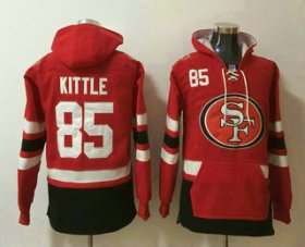 Wholesale Cheap Men\'s San Francisco 49ers #85 George Kittle NEW Red Pocket Stitched NFL Pullover Hoodie