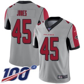 Wholesale Cheap Nike Falcons #45 Deion Jones Silver Men\'s Stitched NFL Limited Inverted Legend 100th Season Jersey