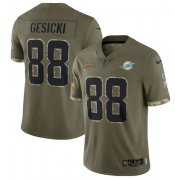 Wholesale Cheap Men's Miami Dolphins #88 Mike Gesicki 2022 Olive Salute To Service Limited Stitched Jersey