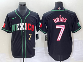 Wholesale Cheap Men\'s Mexico Baseball #7 Julio Urias Number 2023 Black White World Classic Stitched Jersey2