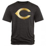 Wholesale Cheap Cincinnati Reds Fanatics Apparel Gold Collection Tri-Blend T-Shirt Black