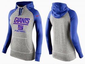 Wholesale Cheap Women\'s Nike New York Giants Performance Hoodie Grey & Blue_1