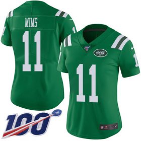Wholesale Cheap Nike Jets #11 Denzel Mim Green Women\'s Stitched NFL Limited Rush 100th Season Jersey