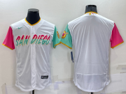 Wholesale Men's San Diego Padres Blank White 2022 City Connect Flex Base Stitched Jersey