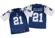 Wholesale Cheap Nike Cowboys #21 Ezekiel Elliott Navy Blue/White Throwback Men's Stitched NFL Elite Jersey